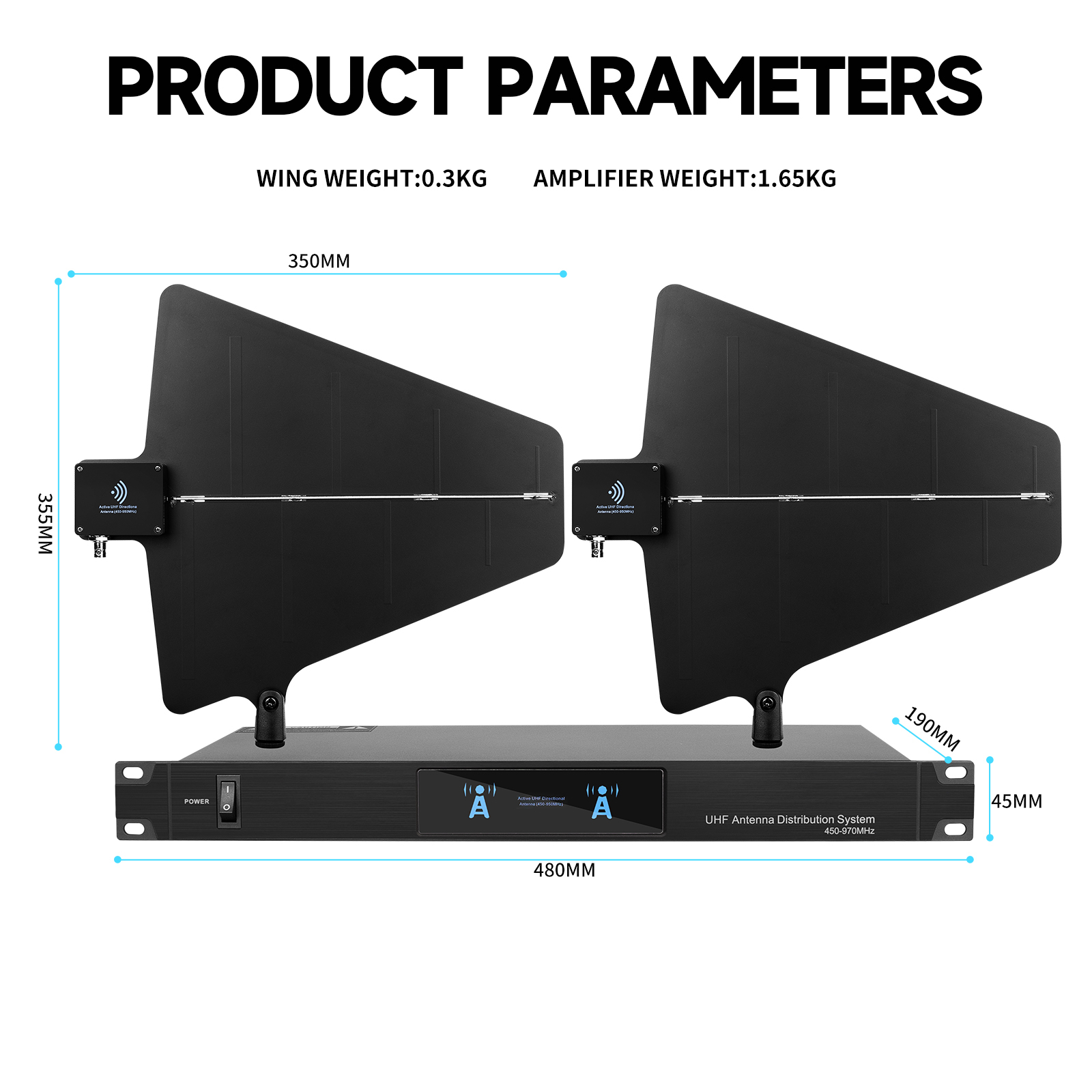 Draadloze Microfoon Antenne Versterker Signaalverdeler Antenne Distributiesysteem 400mhz-1ghz (b-stock) - Afbeelding 5