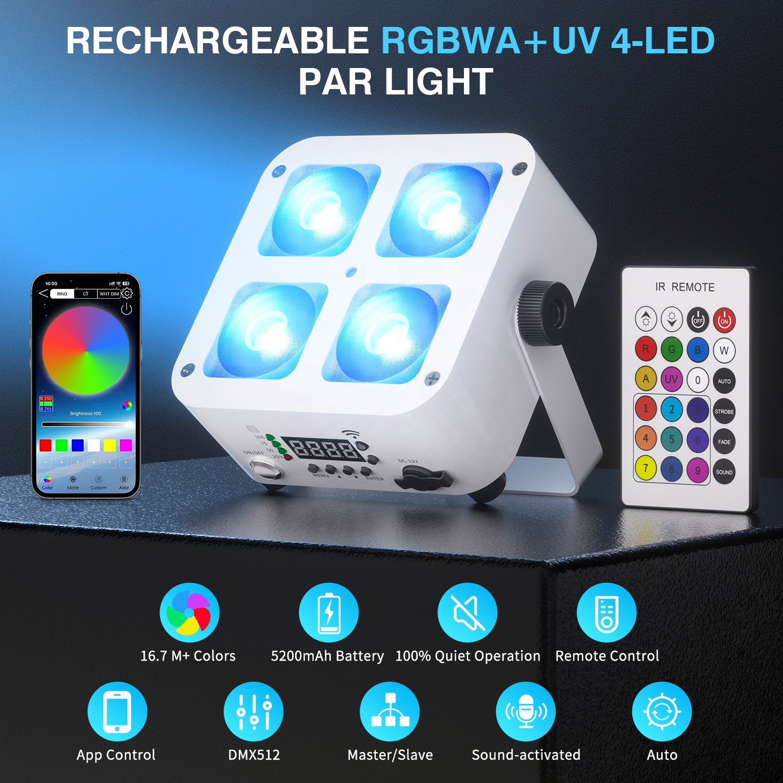 Uplight 4x 10W RGBWA+UV (2e hands) - Afbeelding 6