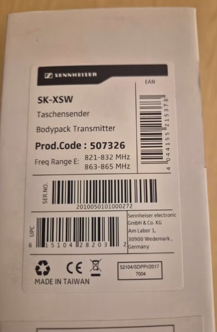 Sennheiser SK-XSW-E zender (821-832/863-865 MHz) B-STOCK - Afbeelding 3